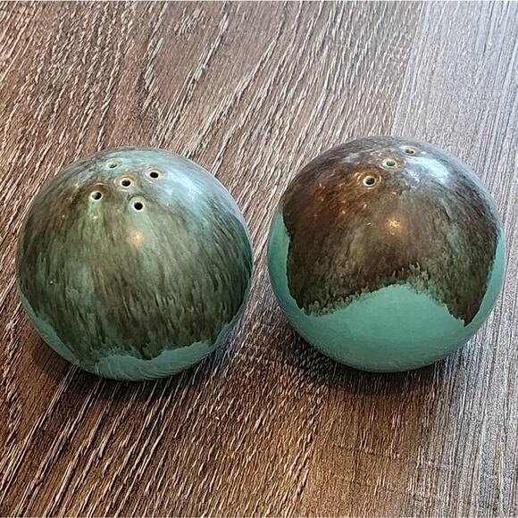Jaska of California Cascade Ware Blue Brown Drip Vintage Salt and Pepper Shakers - Picture 3 of 5